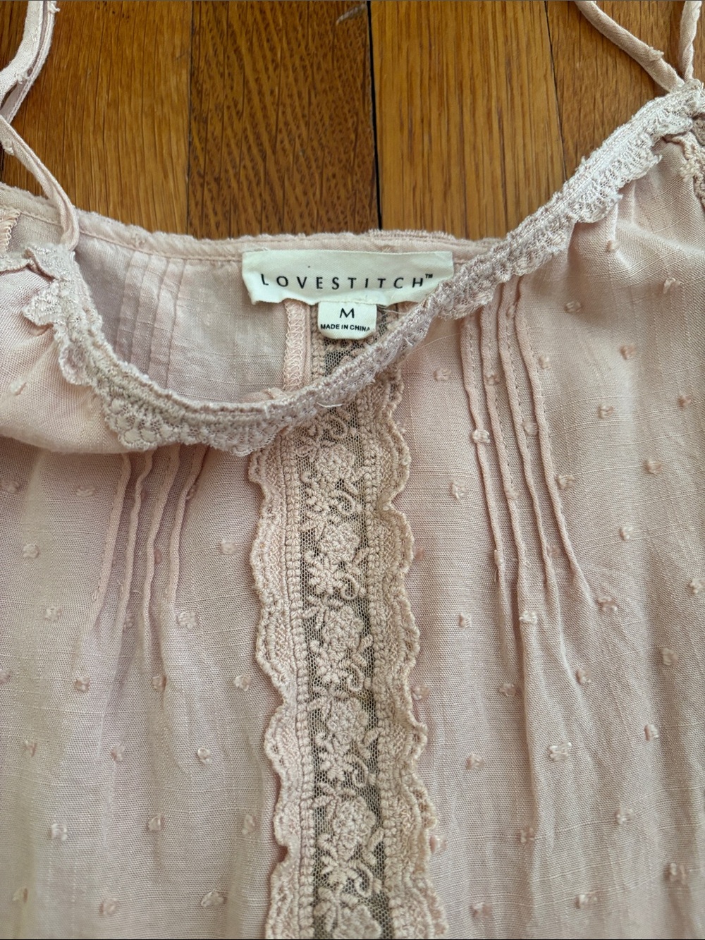 lovestitch Blush Pink Lace-Trim Spaghetti Strap Cami - Picture 3 of 5